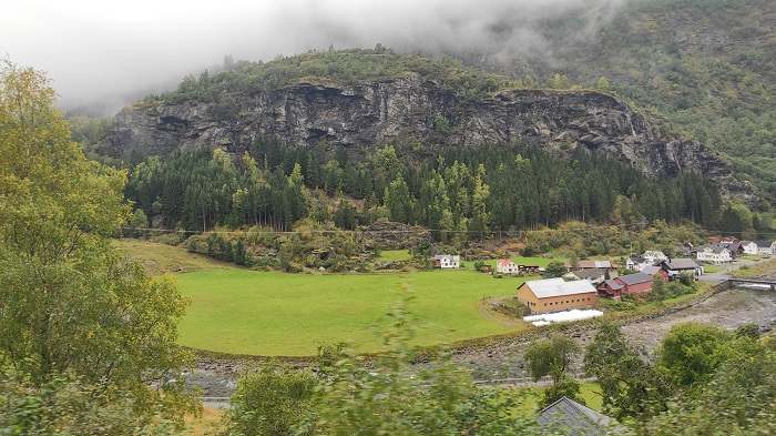 paisaje noruego desde el tren de Flam