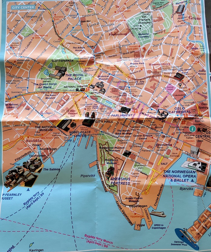 Mapa centro ciudad de Oslo